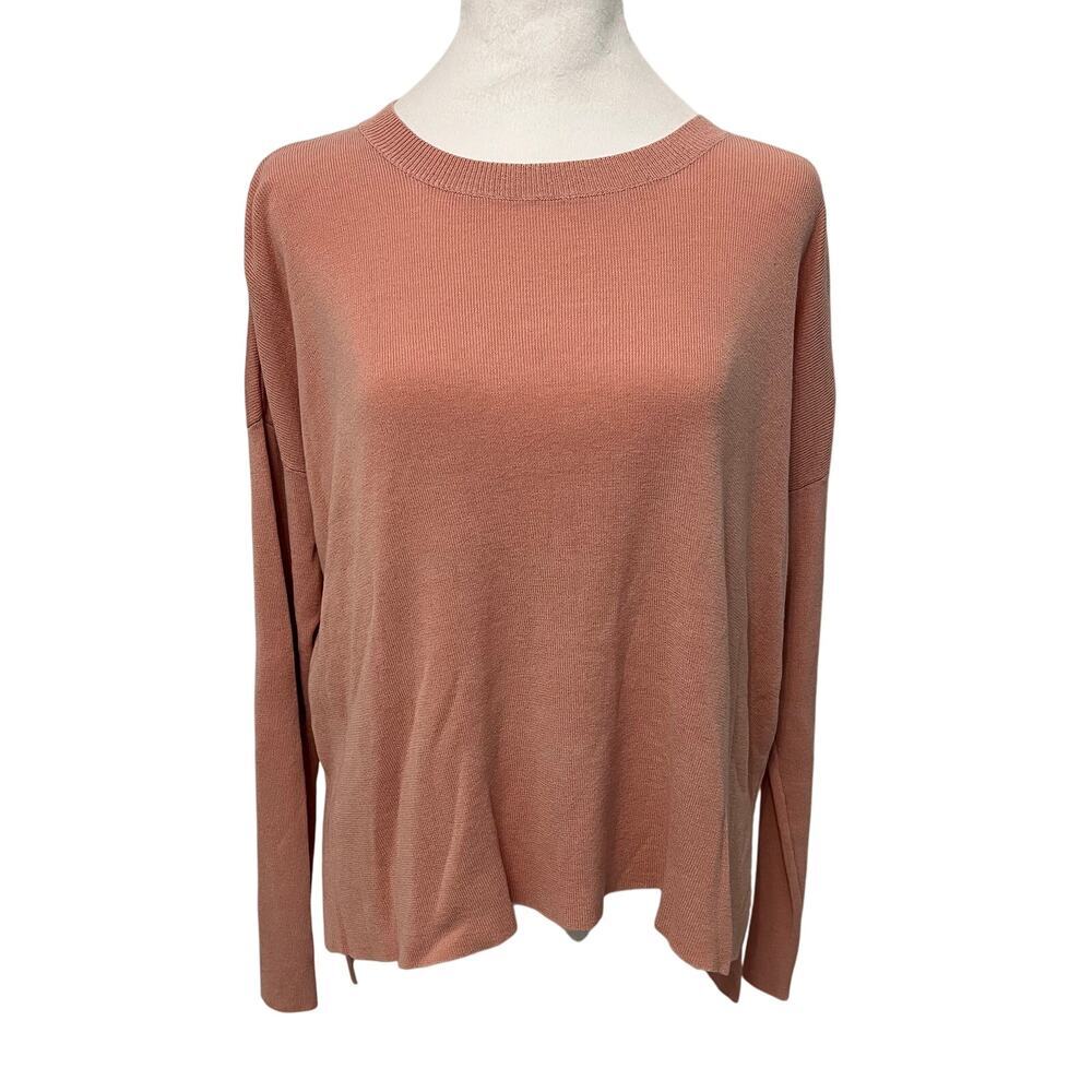 Eileen Fisher Long Sleeve Sweater Pink‎ Size Small Tencel Blend Lightweight Knit
